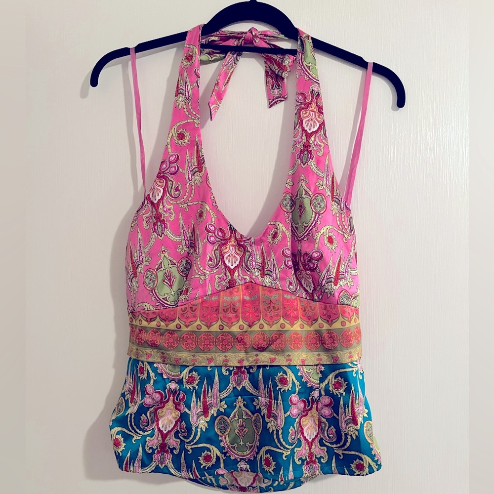 Etcetera Silk Paisley Halter -Size 8